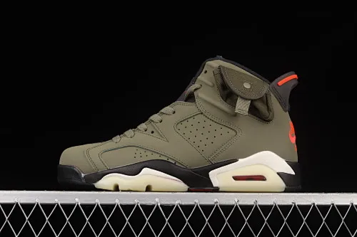 All Categories Air Jordan Jordan Series Basketball Shoes Air Jordan 6 Travis Scott x Air Jordan 6 AJ6 TS Joint Pocket Army Green Basketball Shoes CN1084-200